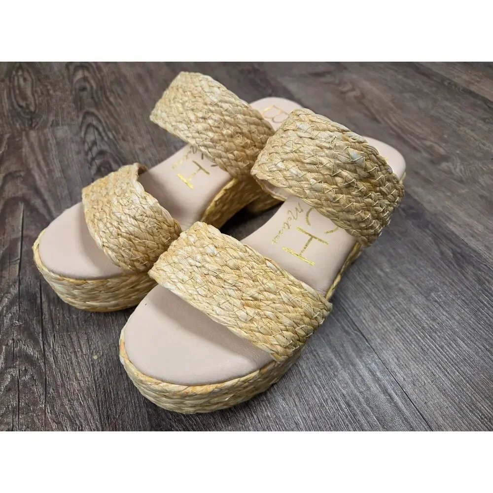 BEACH by Matisse Ocean Ave Platform Block Heels Espadrille Shoes Brown Casual 7M - Picture 2 of 8